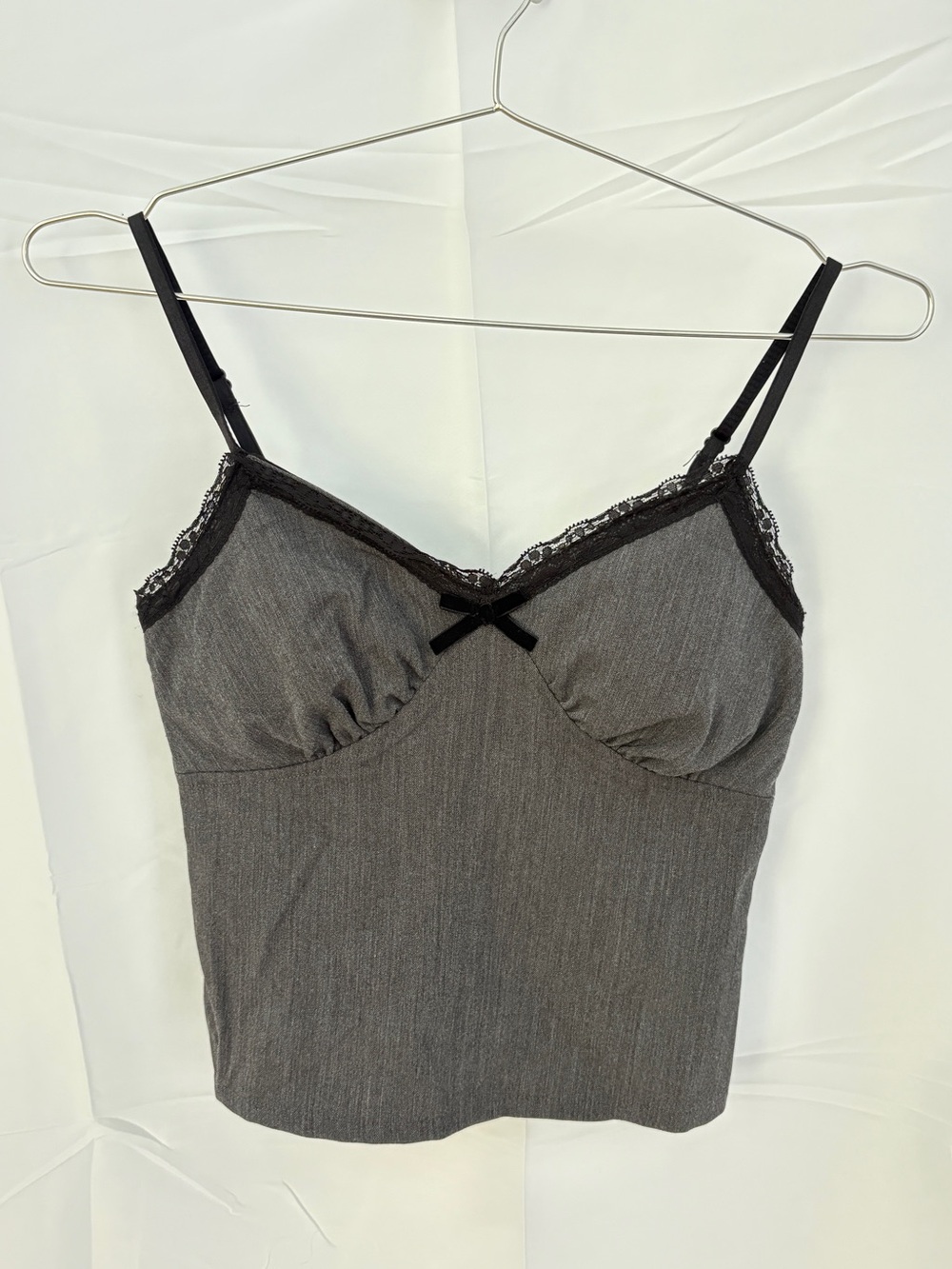 Charcoal Gray Lace-Trim Cami
